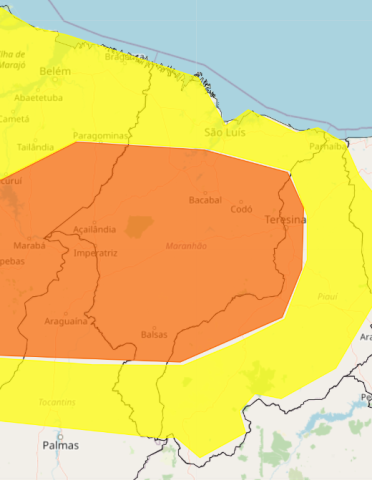 Inmet emite dois alertas de chuvas intensas para o Maranhão